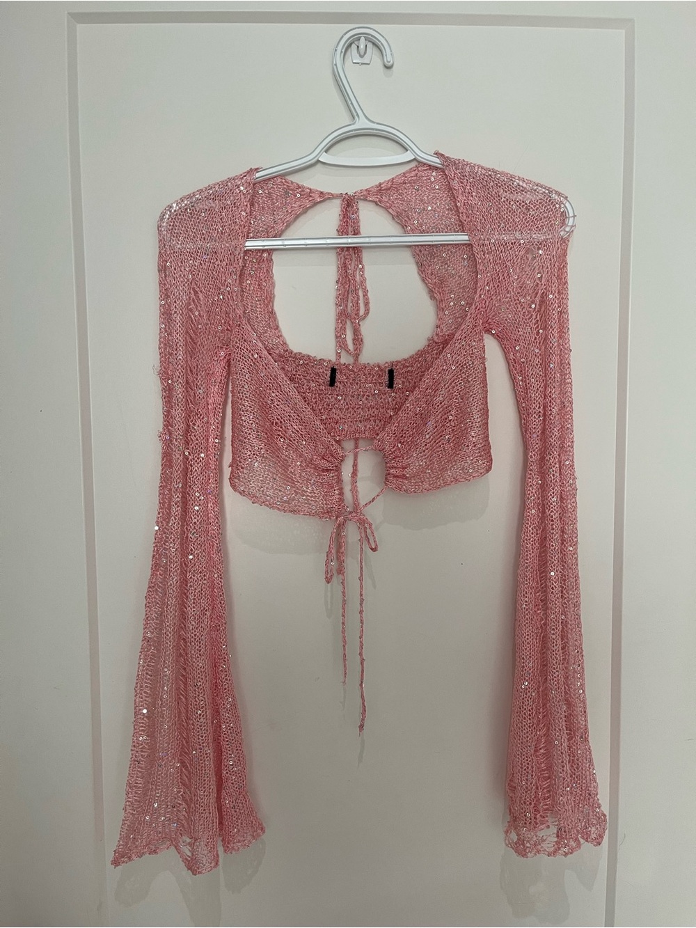 White fox Pink Sparkly Two Piece Cover Up
